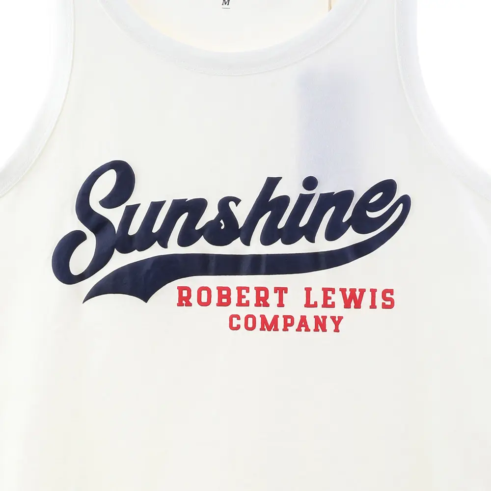 Venta al por mayor personalizable chaleco de los hombres 100%Cotton Puff Print Sleeveless T Shirt5